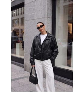 Vintage Oversize Bomber Deri Ceket