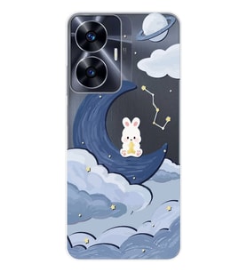Realme C55 Uyumlu Sevimli Ayıcık Desenli Şeffaf Telefon Kılıfı