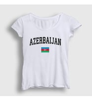 Presmono Kadın Beyaz Bayrak Flag V2 Azerbaycan Azerbaijan T-Shirt 536629tt (Beyaz)