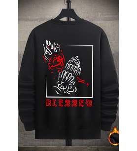 Unisex Blesseb Bisiklet Yaka Sweatshirt (Siyah)