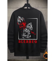Unisex Blesseb Bisiklet Yaka Sweatshirt (Siyah)