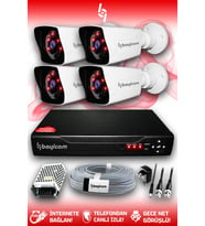 BAYICAM 4 Kameralı Kare 4 Dış Kamera Set HDD'siz Full HD Gece Görüşlü Güvenlik Kamerası Sistemi
