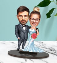 Kişiye Özel Gelin Ve Damat Tasarımlı Karikatür Biblo