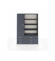 Arges Gardrop 8 Raflı 6 Çekmeceli Tek Kapaklı  132x30x195 Antrasit-Antrasit