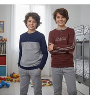Genç Erkek Pamuklu 2 Adet 2'li Pijama Takımı AL008 V1, AL003 V1 BB2463