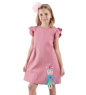 Lilycorn Kız Çocuk Pembe Yazlık Elbise