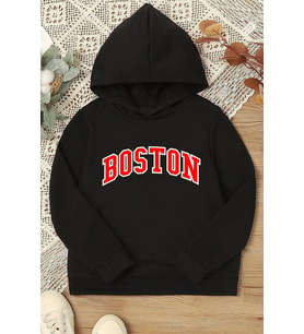 Çocuk Boston Baskılı Sweatshirt (Siyah)