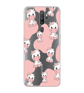 Oppo A5 2020 / A9 2020 Uyumlu İnek Desenli Şeffaf Telefon Kılıfı
