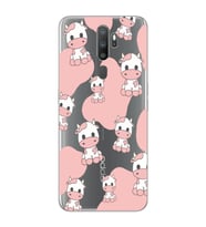 Oppo A5 2020 / A9 2020 Uyumlu İnek Desenli Şeffaf Telefon Kılıfı