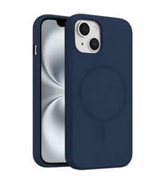 Coverzone ?phone 14 Plus ile Uyumlu Kadife ?� Y�zeyli Premium Silikon K?l?f MagSafe ile Uyumlu Kablosuz ?arj Destekli Darbe Emici Yumu?ak Dokulu Koruma Tasar?ml? Telefon K?l?f? Lacivert