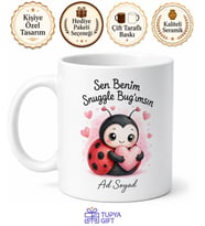 Snuggle Bug Temalı Sokulmayı Seven İngilizce Çay Kupası Hediye Bardak
