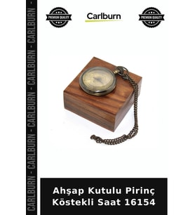 Özel Üretim Retro Hediye Aksesuar Klasik Koleksiyon Ahşap Kutulu Pirinç Köstekli Saat 16154