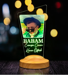 Resimli Babaya Hediye, Babalar Günü Hediyesi, Babama Hediye, Baba, Fotoğraflı Renkli Led Lamba Totem Şeklinde