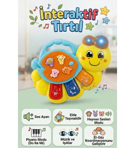 Eğitici Işıklı Müzikli İnteraktif Tırtıl Bebek Piyanosu - Hayvan Sesli Duyusal Gelişim Oyuncağı