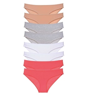 8 adet Süper Eko Set Likralı Kadın Slip Külot Ten Gri Beyaz Fuşya