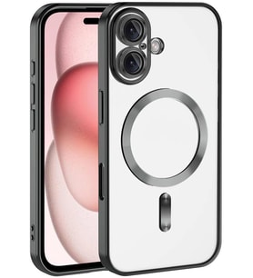 iPhone 16 için Magsafe ile Uyumlu Arka Kısmı Parlak Şeffaf Yapıya Sahip Kenarları Silikon Yapılı Güçlendirilmiş Mıknatıslı Kamera Lens Koruyuculu Wireless Kablosuz Şarj Destekli