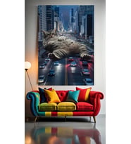 DEV KEDİ V1 Ev Duvar Salon Güzellik Salonu Ofis Dükkan Dekarasyon Kanvas Tablo (Çok Renkli)