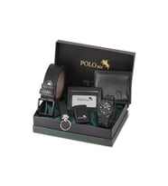 Polo Air Erkek Kol Saati Kemer Cüzdan Kartlık Çakmak Anahtarlık Hediyelik Kutusunda Siyah Set PL-7030E1