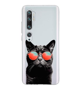 PrintiFy Xiaomi Mi Note 10 ile Uyumlu 1mm Slim Fit Kedi 3 050d Baskılı Şeffaf  Kılıf