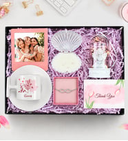 Kişiye Özel İnstagram Çerçeve & T Fincan & Bileklik & Melek Fanus & İstiridye Mum Hediye Seti
