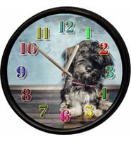 Sevimli Yavru Köpek Tasarımlı Dekoratif Duvar Saati 28 Cm Sessiz Mekanizma