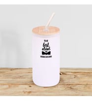 BK Gift İsimli Dad Tasarımlı Beyaz Renk Pipetli Buzlu Cam Bardak 600ml - 4, Babaya Hediye, Doğum Günü Hediyesi
