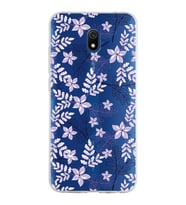 Xiaomi Redmi 8A Uyumlu Kapak Floral Lila Tasarımlı Şeffaf Silikon Kılıf
