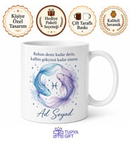 Balık Burcu İsimli Baskılı Kupa Bardak Hediye Astroloji Porselen Mug