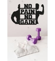 No Pain No Gain Fitness Inspirational Ahşap Duvar Dekoru - 3 Mm Mdf - Kolay Montaj (Siyah)