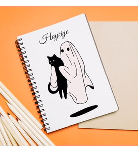 Hayalet Kedi Tasarımlı Defter Kişiye Özel