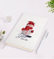BK Gift Kişiye Özel Yılbaşı Mutlu Yıllar Tasarımlı Beyaz Defter ve Kalem Seti - 2