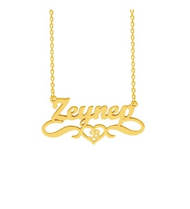 Kişiye Özel 925 Ayar Gümüş İsim Kalp Harf Kolye (Gold)