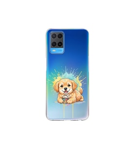 Oppo A54 4G ile Uyumlu Splash Köpek Tasarımlı Şeffaf Silikon Kılıf