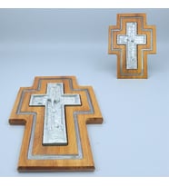 Epoksi Kanallı El Yapımı Ahşap Haç , Karanlıkta Parlayan Epoksi Sanatı, Hristiyan Ev Dekorasyonu (Gümüş Gri)
