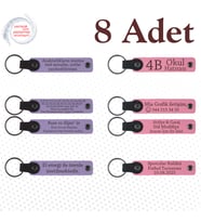 Mor Menekşe & Pembe, 8’li Set, Kişisel Mesajlı Deri Hediyelik, Aile Pikniklerine Küçük Sürpriz