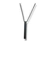 Dark Core – Füme Renk Silindir Figürlü Unisex Kolye (60 cm Zincirli) (Gümüş)