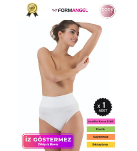 #SlipKorse Seamless Dikişsiz Karın Sıkılaştıran Şekillendirici Karın Toparlayıcı Slip Korse - 1 Adet (Beyaz)