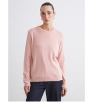 LCWAIKIKI Classic Pembe Bisiklet Yaka Kendinden Desenli Kadın Triko Kazak
