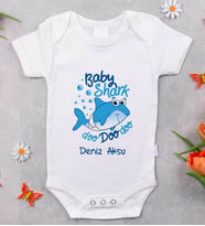 BK Kids İsimli Baby Shark Tasarımlı Bebek Body Zıbın - Model 1