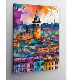 Kanvas Tablo Suluboya Galata Kulesi
