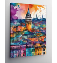 Kanvas Tablo Suluboya Galata Kulesi