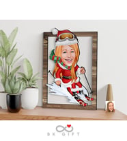 BK Gift Kişiye Özel Yeni Yıl Karikatürlü 3D Ahşap Tablo-1