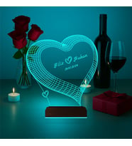 Luvivia Kalp Sevgiliye Hediye Kişiye Özel 3D Lamba - Masa Gece Lambası