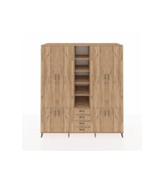 Kronos Dolap 17 Raflı 4 Çekmeceli 8 Kapaklı 220x59x243 Çam-Çam/Çam