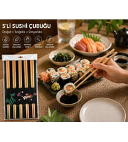 Bambu Yemek Çubuğu Seti, Sushi ve Asya Mutfağı için, 5 li set10 Adet