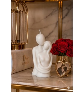 Sevgili Çift Mum - Mumelia Candles Doğal Soya, El Yapımı, Dekoratif - Beyaz