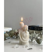 Mumelia Candles Sarılmış Çift - Doğal Soya Blok Dekoratif Mum - Beyaz
