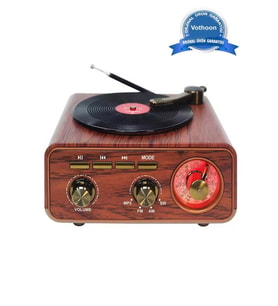 Nostaljik Tasarım Plak Çalar Görünümlü Radyolu Bluetooth Hoparlör Retro Müzik Plak