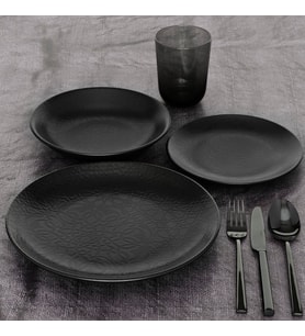 GÜRAL PORSELEN Ent Otel 27 Cm Bone Servis Tabağı Siyah Mat
