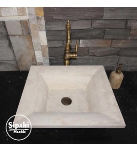 Sipahi Marble Traverten Modern Dizayn Kare Lavabo